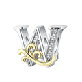 Gold Edge Letter W Charm