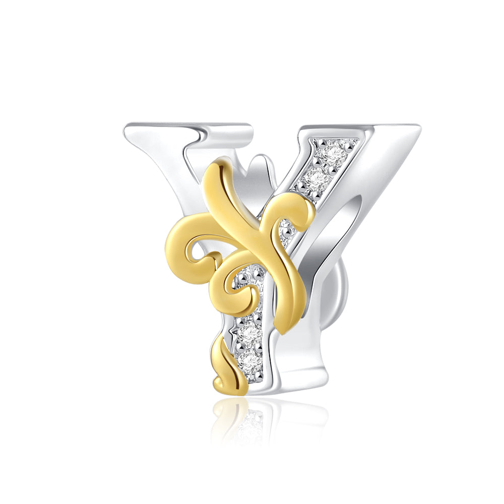 Gold Edge Letter Y Charm