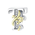 Gold Edge Letter T Charm