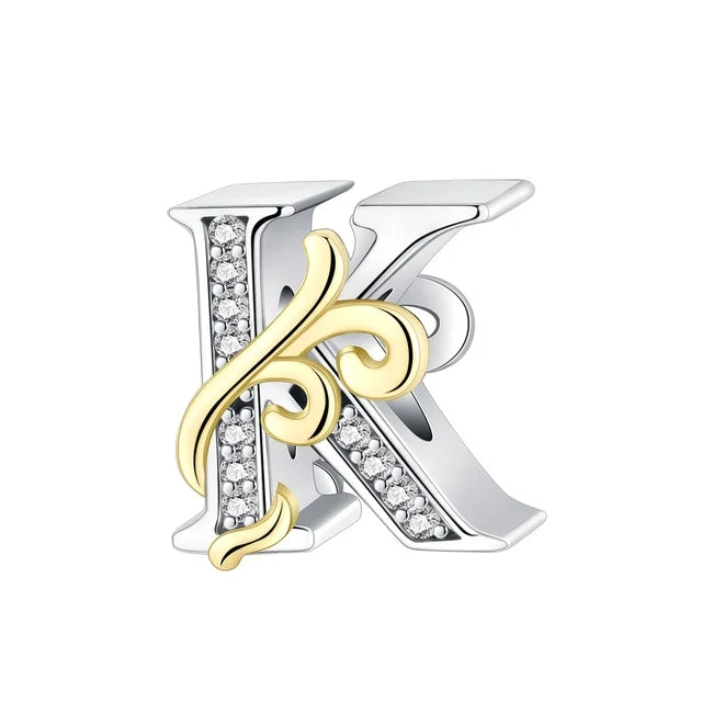 Gold Edge Letter K Charm