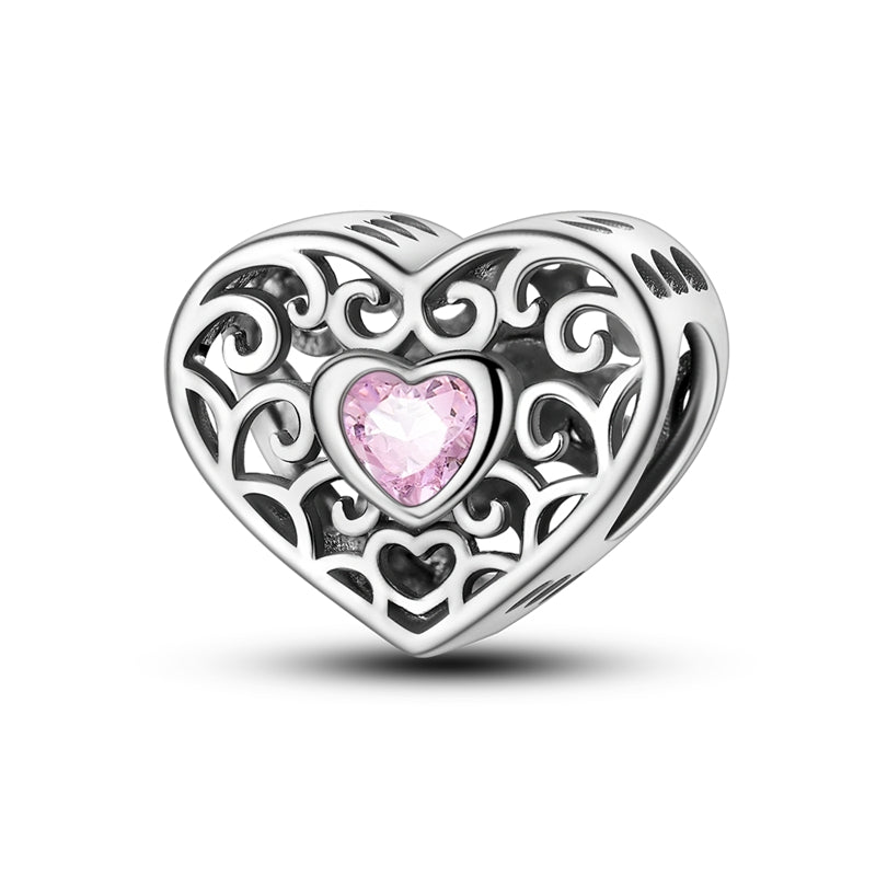 Pink and Purple Heart Hollow Charm