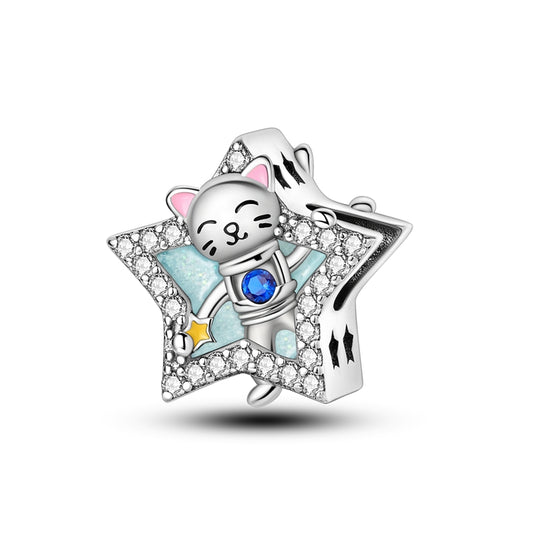 Cat Space Star Charm