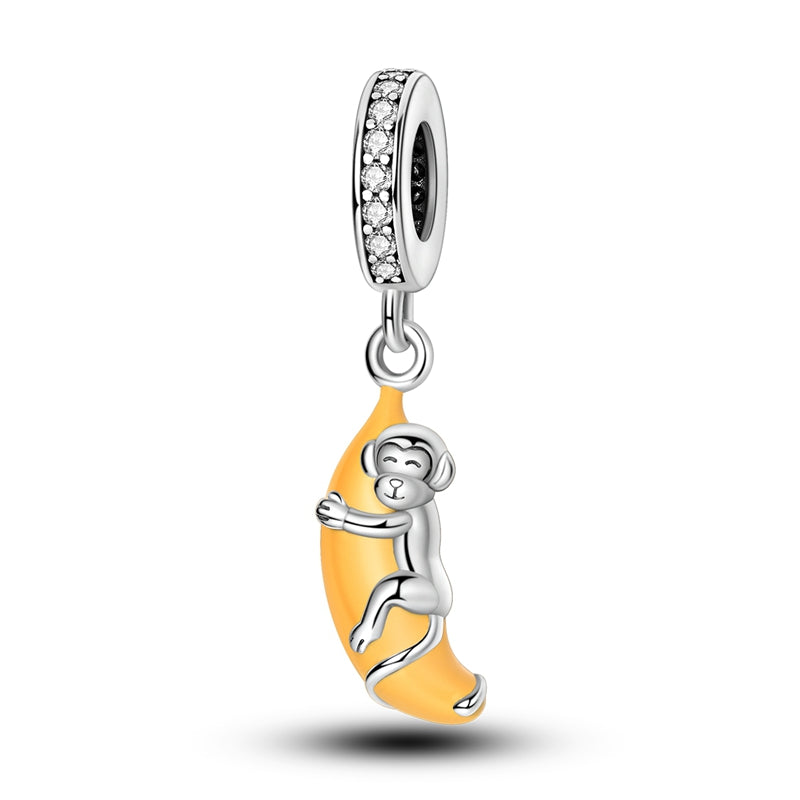 Little Monkey Holding Banana Charm