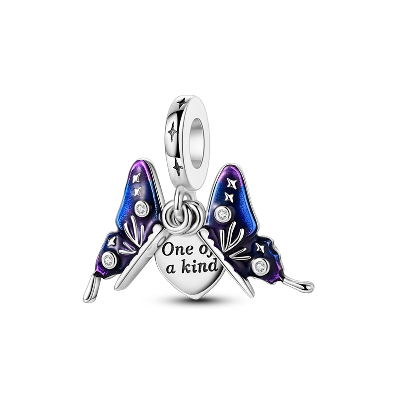 Blue and Purple Butterfly Message Card Charm