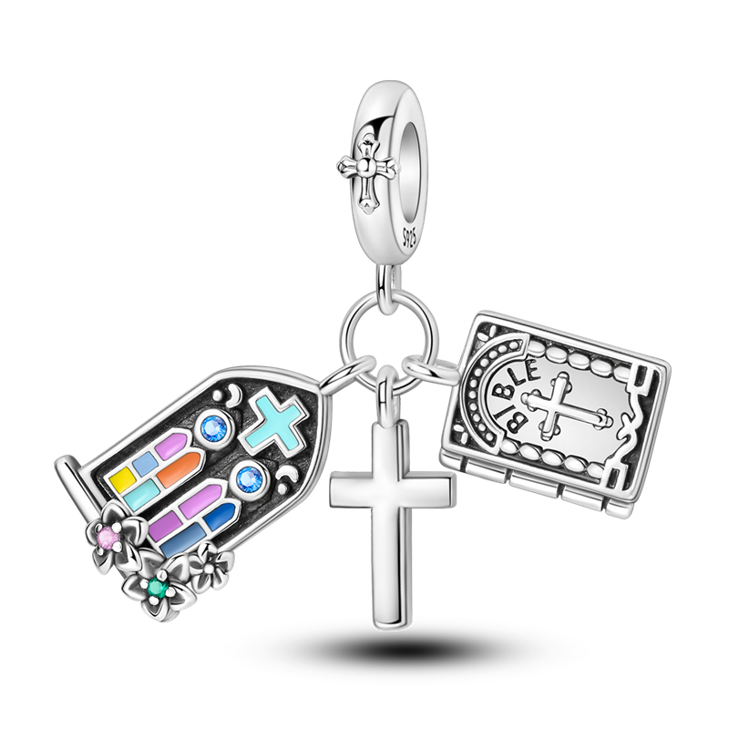 Church Window Bible Cross Charm