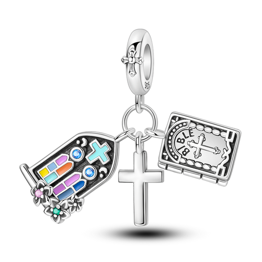 Church Window Bible Cross Charm