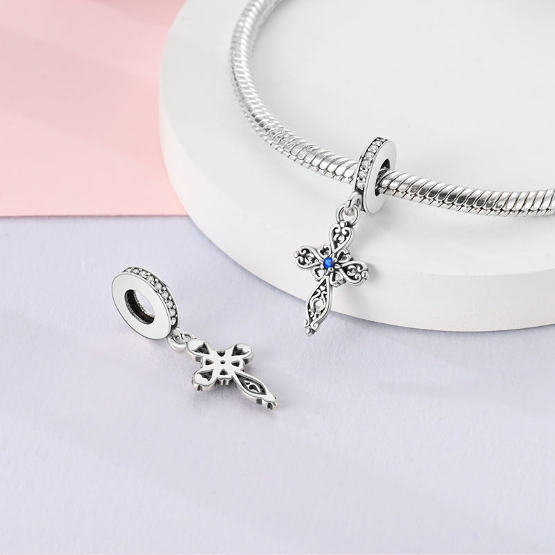 Retro Pattern Cross Charm