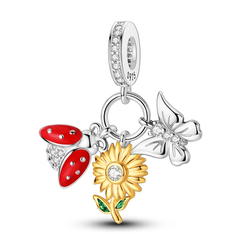 Ladybug Sunflower Butterfly Charm