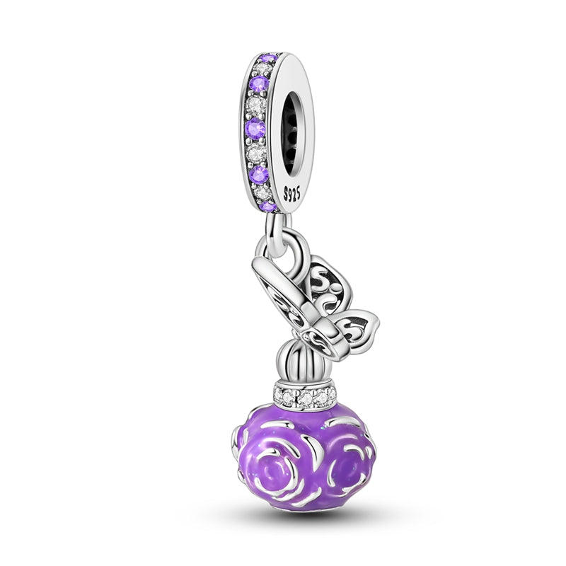 Blue and Purple Flower Perfume Bottle Charm