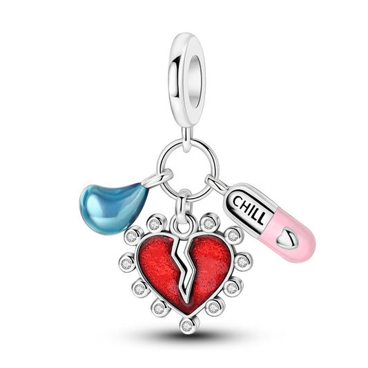 Heartbreak Pill Teardrop Charm