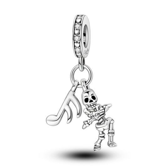 Dancing Skeleton and Musical Notes Charm