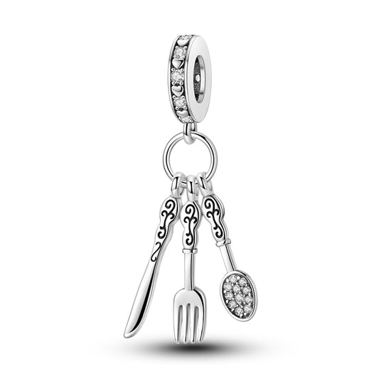 Retro Spoon Fork Knife Charm