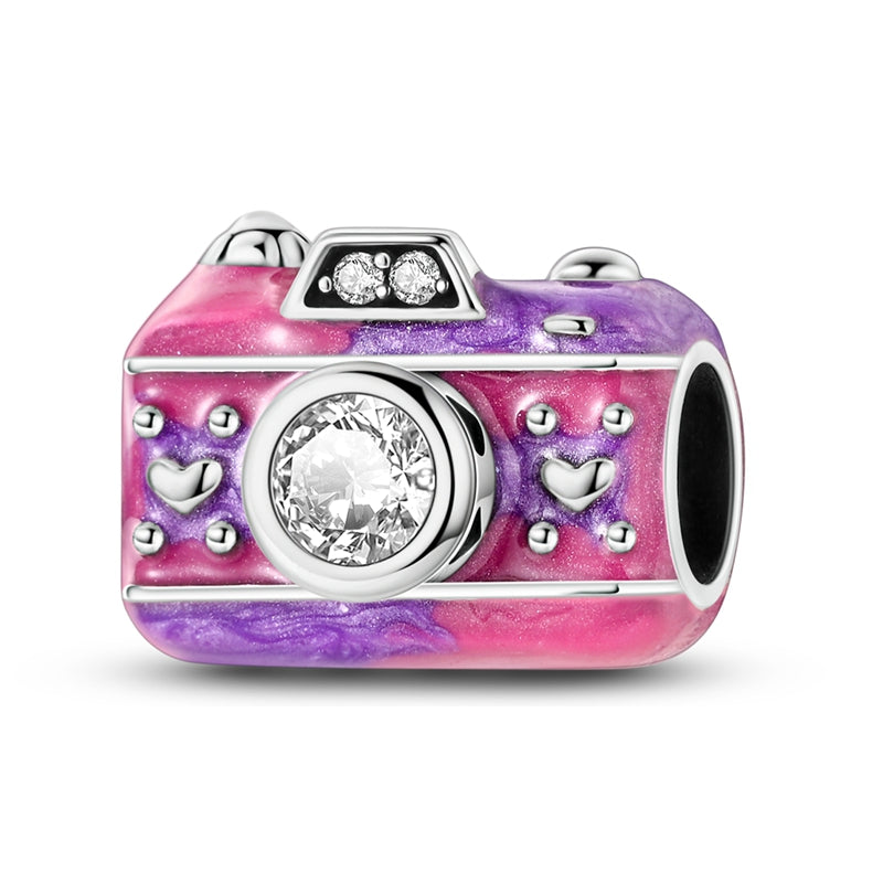 Glaze Pink Purple Camera Charm