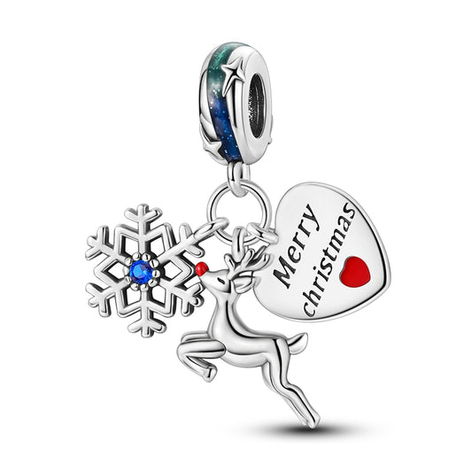 Christmas Elk Message Plate Charm