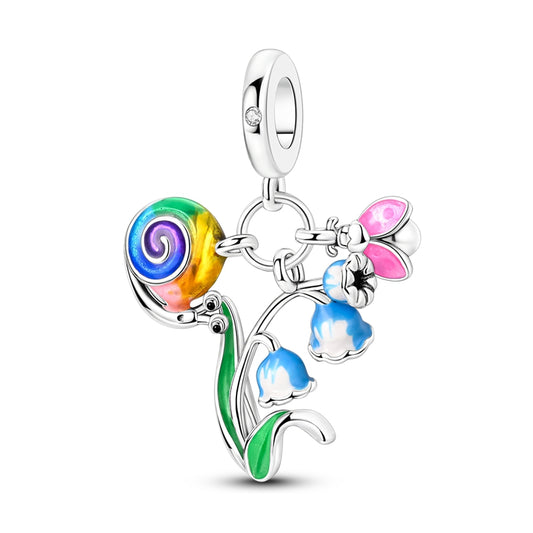 Colorful Snail Lily of the Valley Ladybug Charm