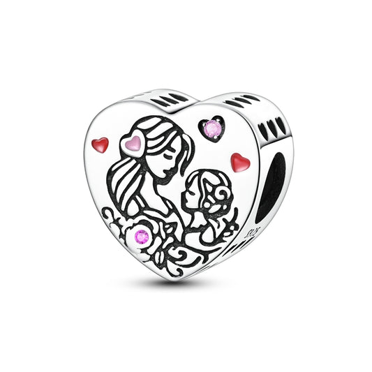 Mother's Day Model - Mother and Daughter Hug Cartoon Charm