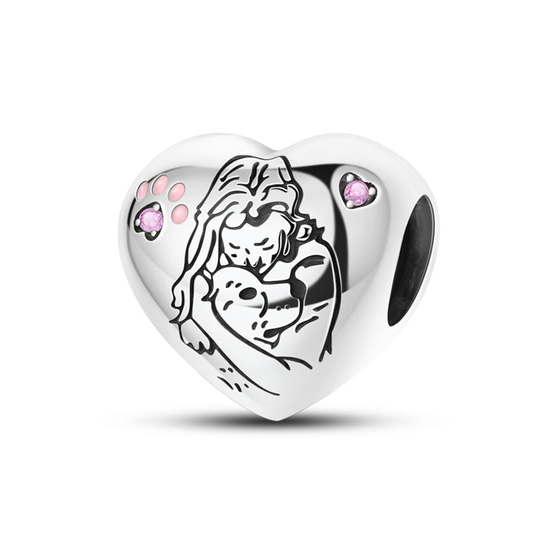 Girl Hug Dog Charm