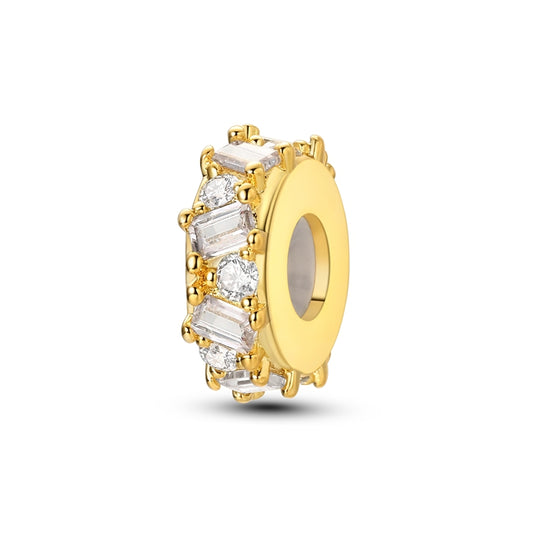 Gold Square Zirconium Rubber Stopper Positioning Charm