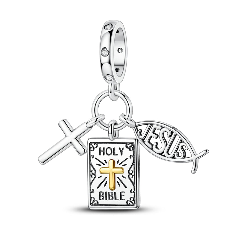 Bible Cross Jesus Charm