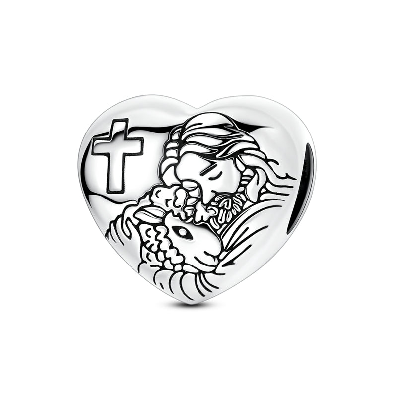 Jesus and Sheep Heart Charm