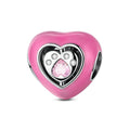 Pink Heart-Shaped Cat's Paw Charm