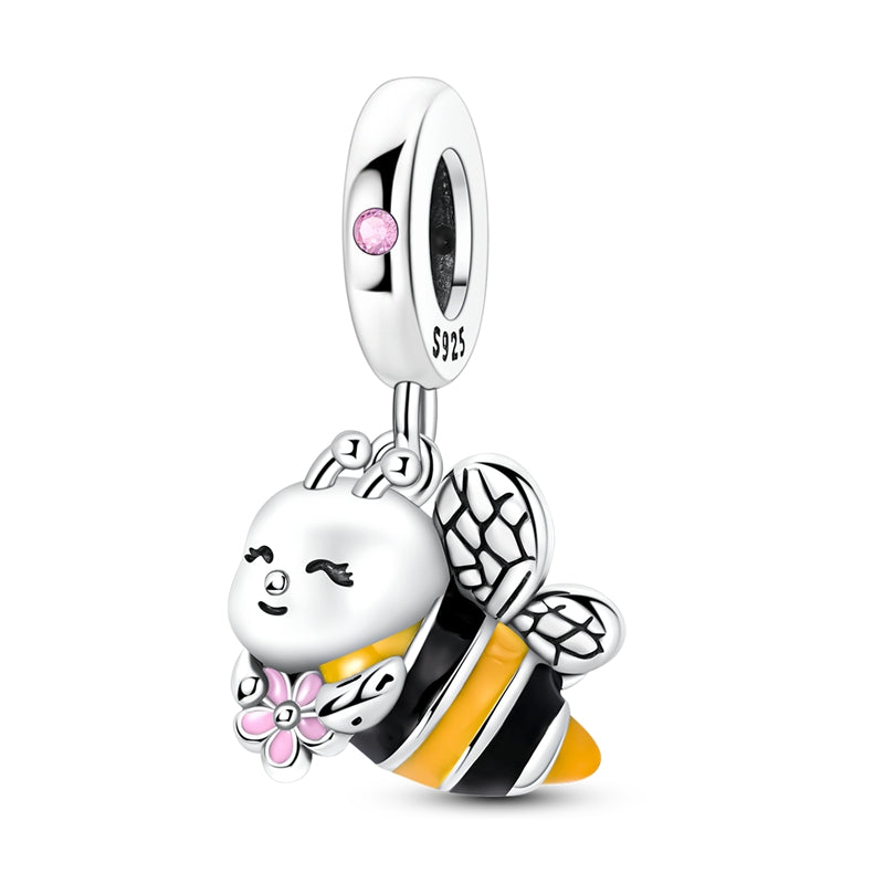 Bee Collecting Flowers Charm
