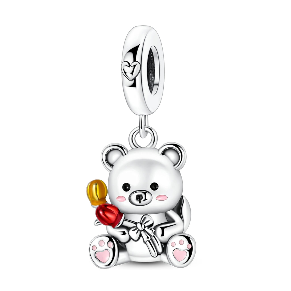 Bear Holding Flower Charm