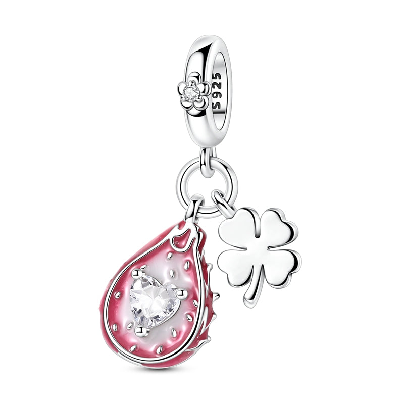 Dragon Fruit Four-Leaf Clover Charm