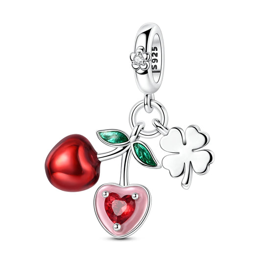 Cherry Four-Leaf Clover Charm