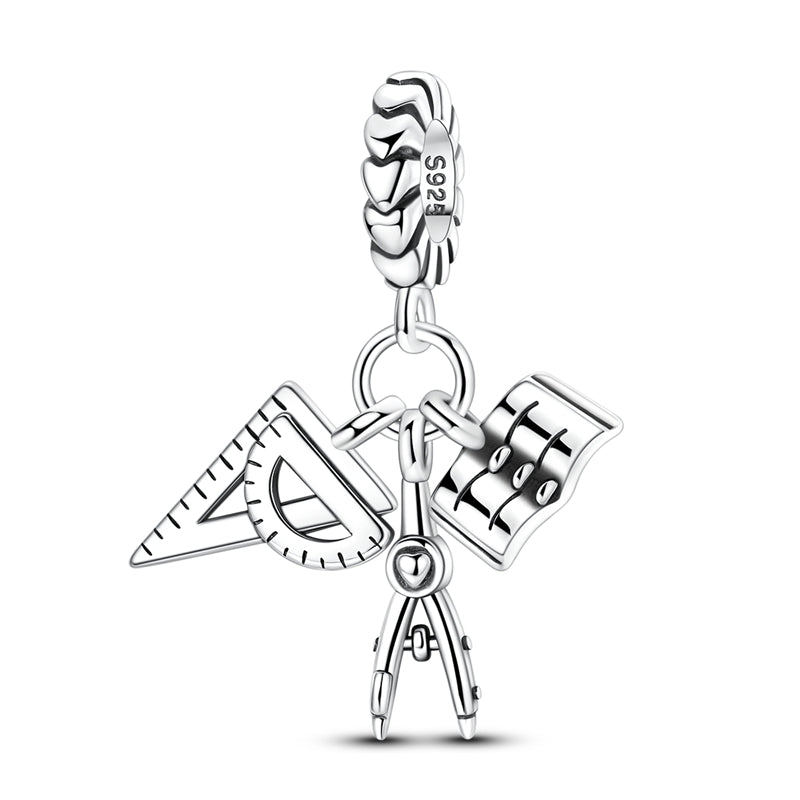 Ruler, Book and Compass 3-in-1 Charm