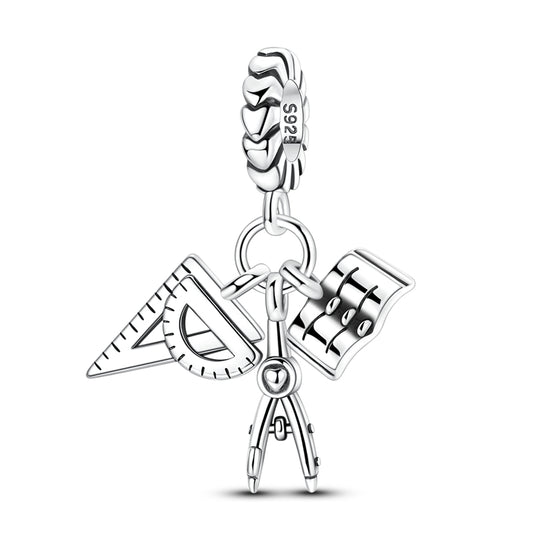 Ruler, Book and Compass Three-in-one Charm