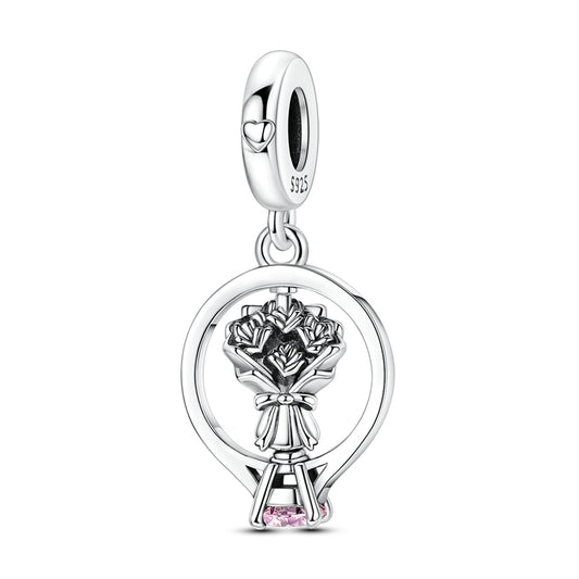 Diamond Ring And Bouquet Charm