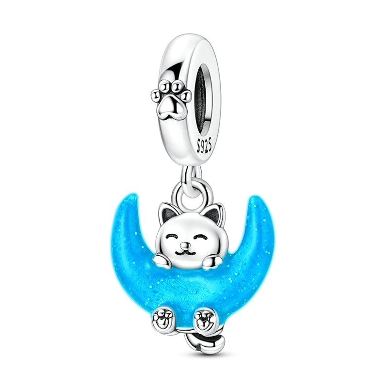 Glow-in-the-dark Cat and Moon Charm