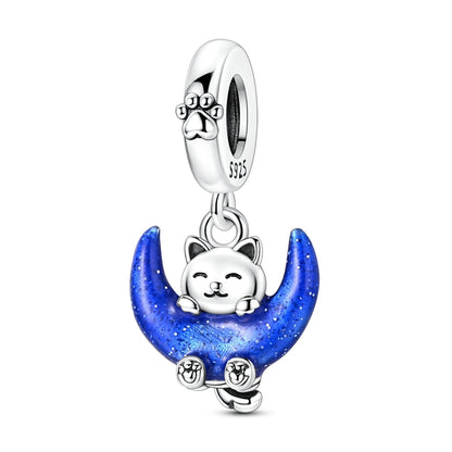 Glow-in-the-dark Cat and Moon Charm