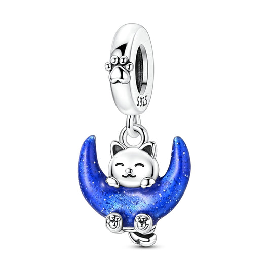 Glow-in-the-dark Cat and Moon Charm