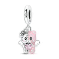 Pink Color-Blocked Bear Charm