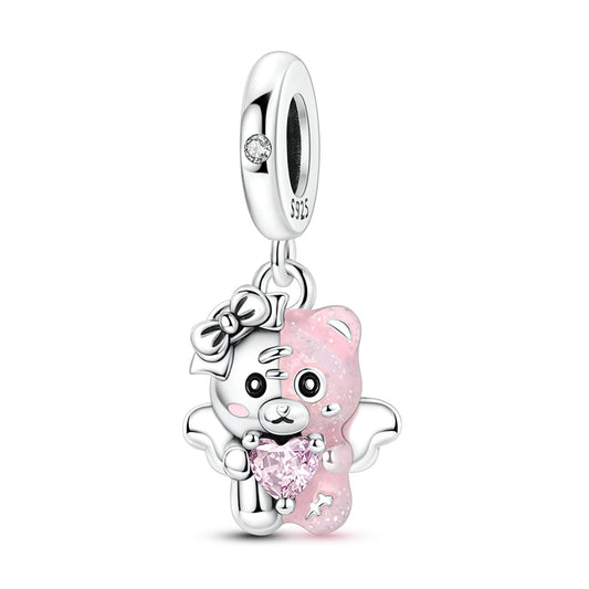 Pink Color-Blocked Bear Charm