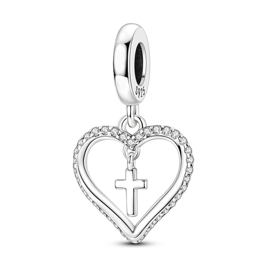 Heart-Shaped Cross Charm