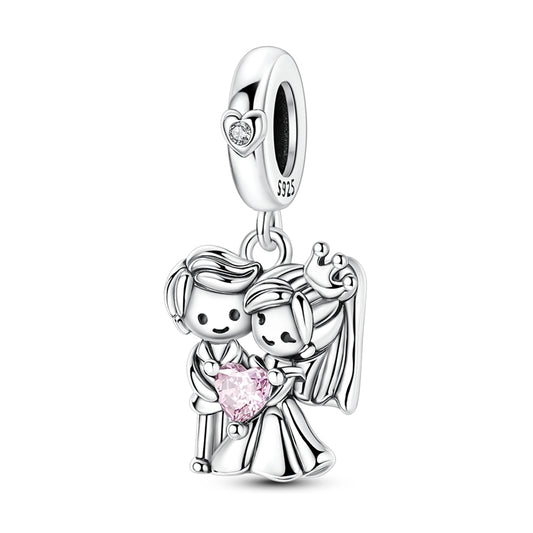 Valentine's Day Design - Bride and Groom Holding Heart Charm