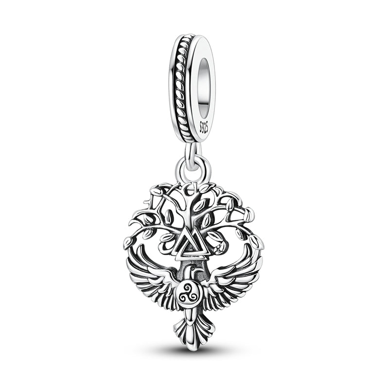 Norse Viking Raven and Tree of Life Charm