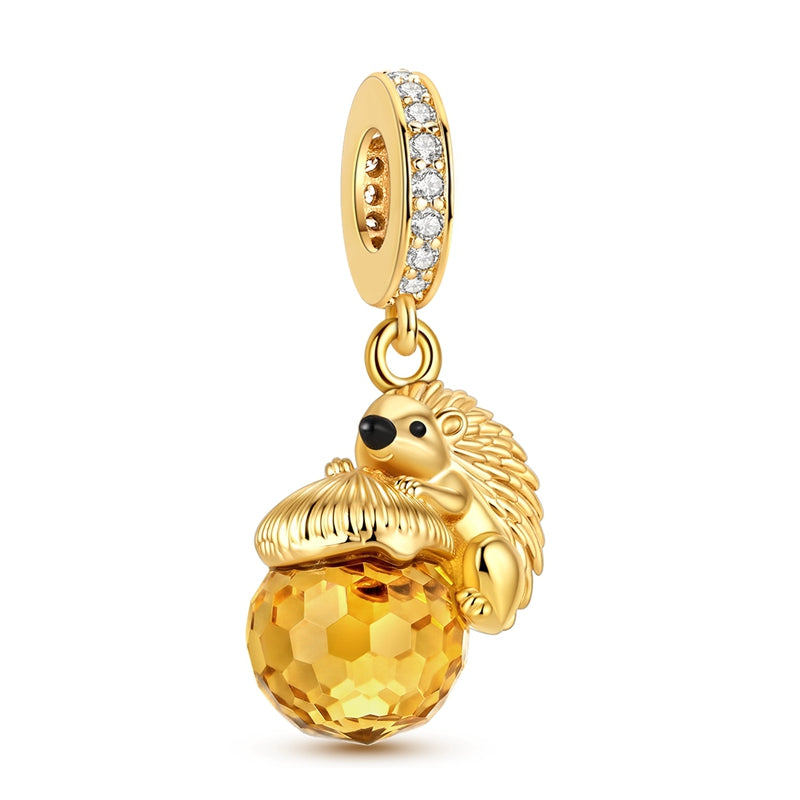 Gold-Tone Hedgehog and Hazelnut Charm