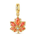 Golden Sparkling Maple Leaf Charm