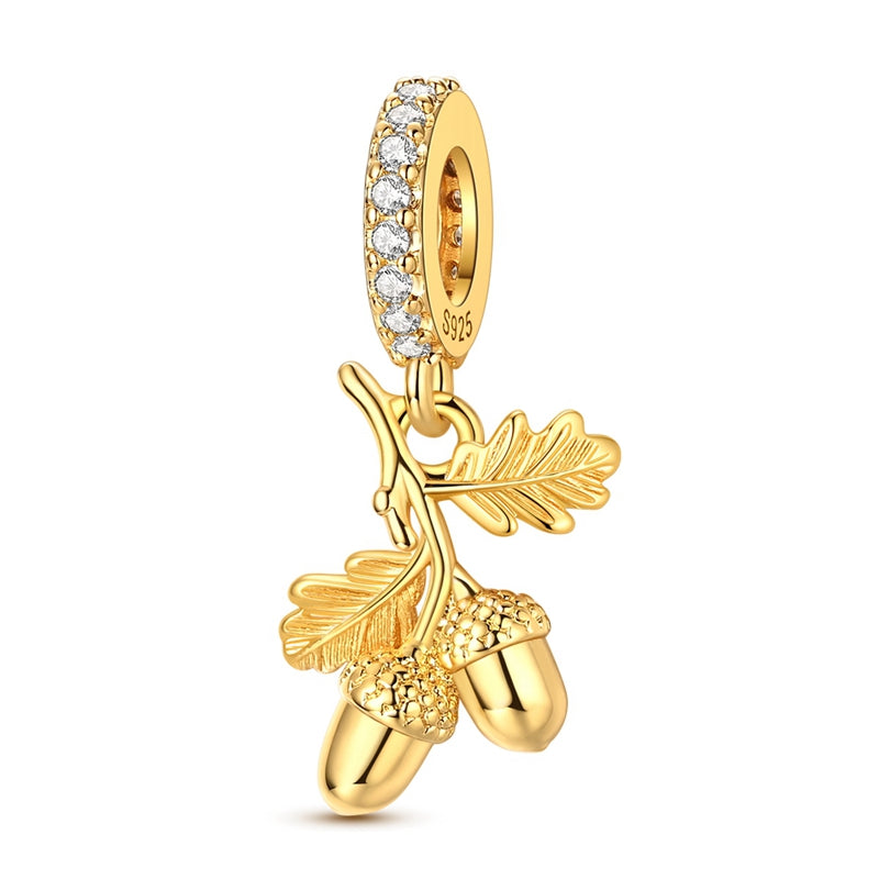 Golden Autumn Acorn Charm