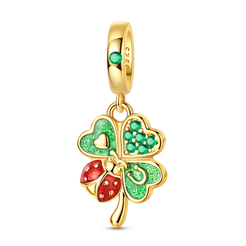 Gold-Tone Lucky Four-Leaf Clover Charm