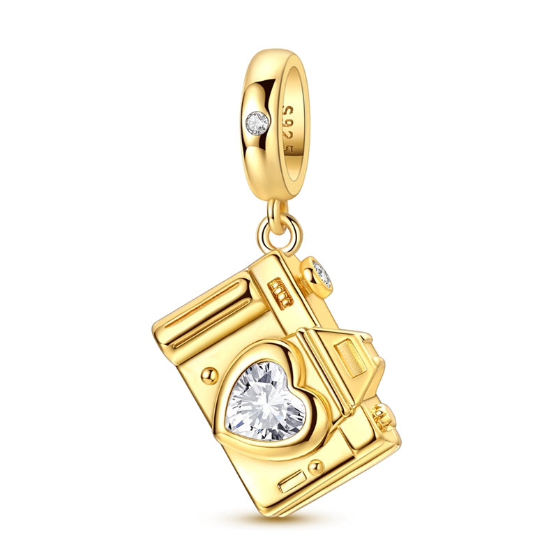 Gold Camera Openable Charm