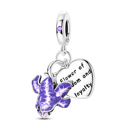 Iris Flower Heart Two-In-One Charm