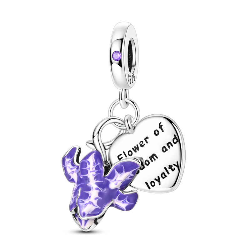 Iris Flower Heart Two-In-One Charm