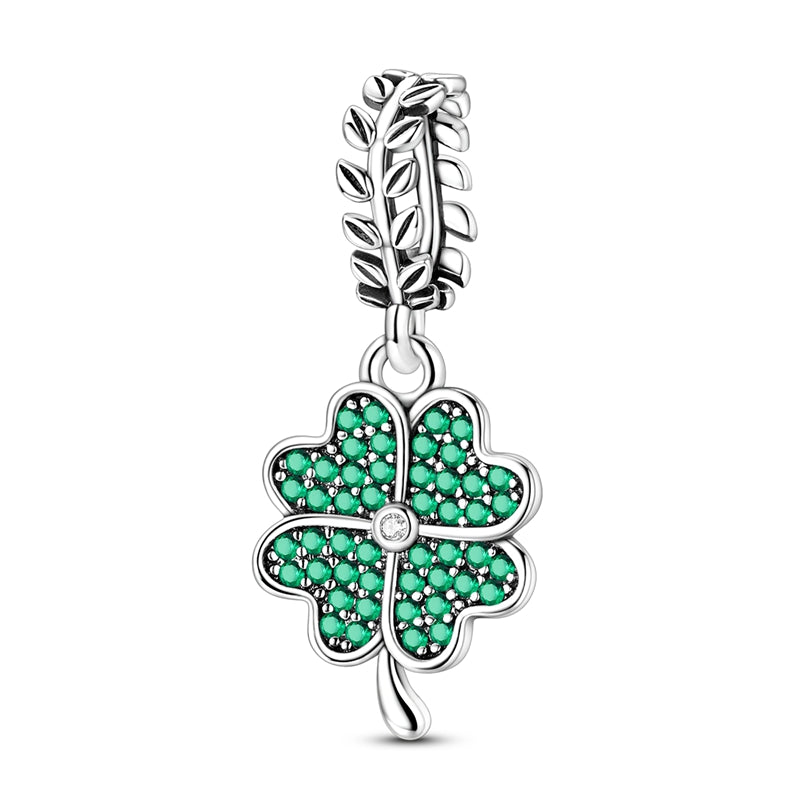 Sparkling Four-Leaf Clover Charm