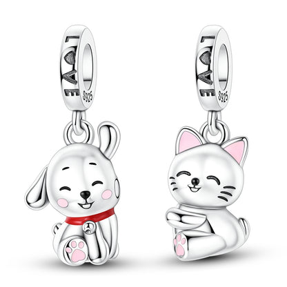 Magnetic Cat And Dog Hug Charm