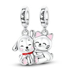Magnetic Cat and Dog Hug Charm
